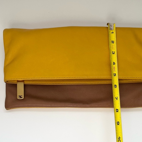 Fendi Lemon Yellow and Brown Vitello Leather Fold Over Clutch Bag (model 8BP062) - Picture 12 of 16